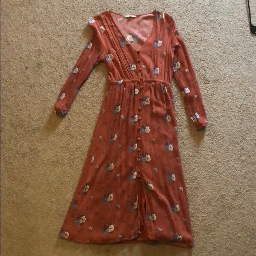 Rust orange midi dress